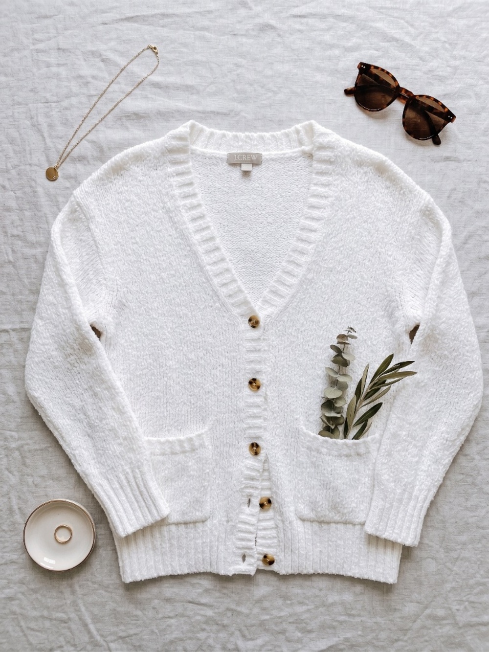 J. Crew Textured V-Neck Button Cardigan